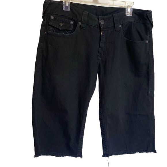 True Religion Ricky Flap Straight Black Jean Short Size 34 - Picture 4 of 9